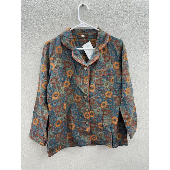 Xindaer Womens Pajama Two Piece Set Size Medium Floral Long Sleeve Button Up NWT - Picture 1 of 16